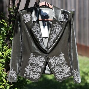 Vintage Baroque Embroidered Velvet Blazer SMALL